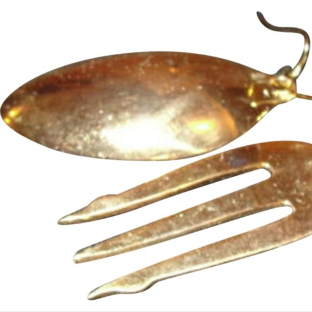 Gold 14 Kt Vermeil Over Brass Olive Fork and Sugar